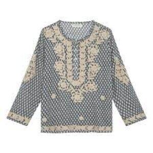 Maison Hotel  Rita Embroidered Blouse | Navy blue - Off-white